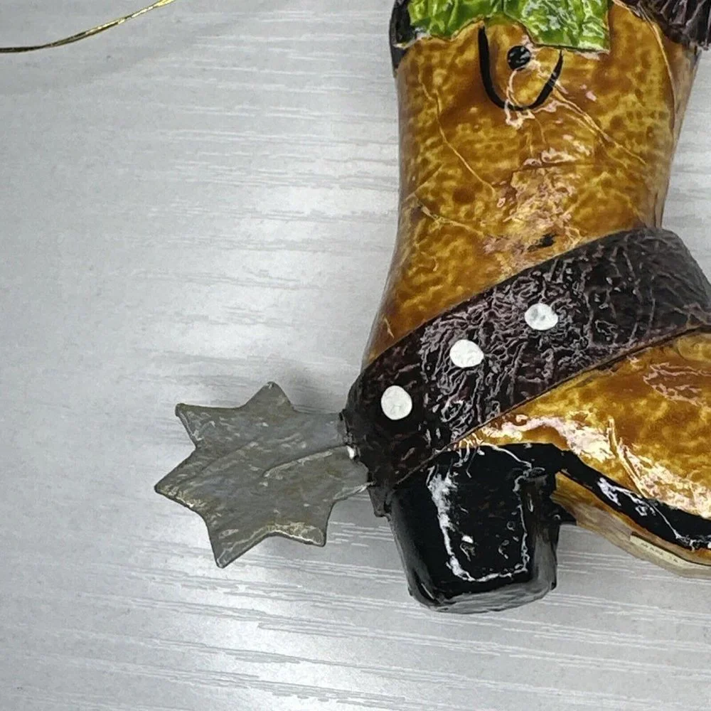 Paper Mache Cowboy Boot With Spur & Holly‎